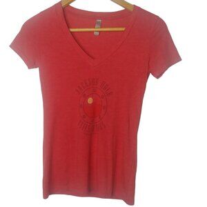 Jackson Hole Still Works Wyoming Womens Small Next Level T Shirt EUC V Neck Red
